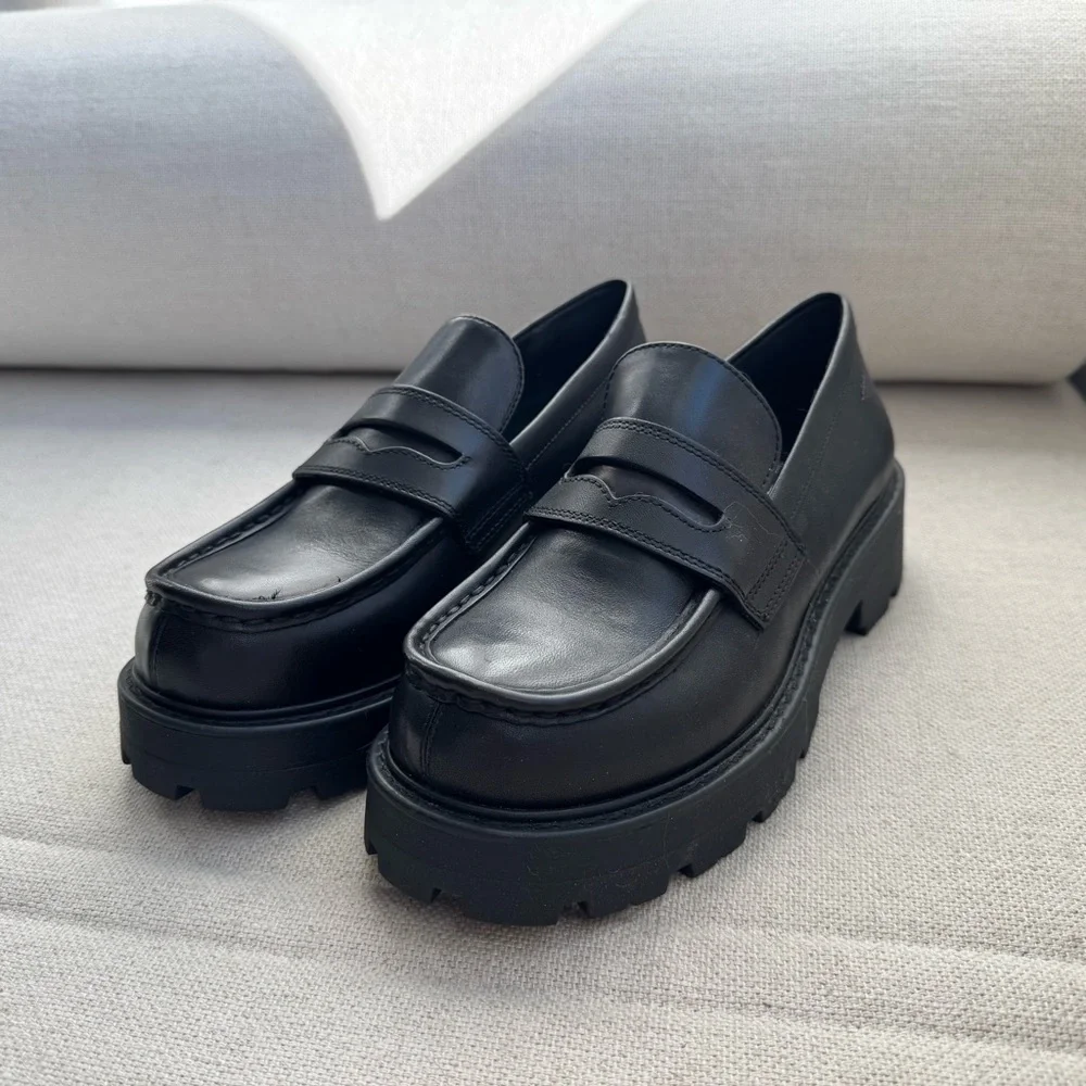 Vagabond Black Chunky Leather Loafers sz 6 - Picture 7 of 7